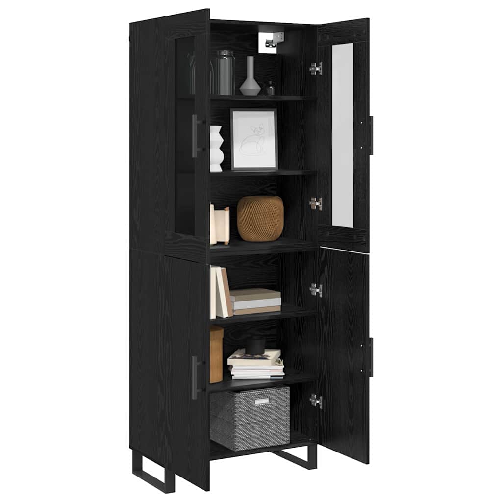 vidaXL Highboard 2 pcs Μαύρη δρυς Επεξεργασμένο ξύλο