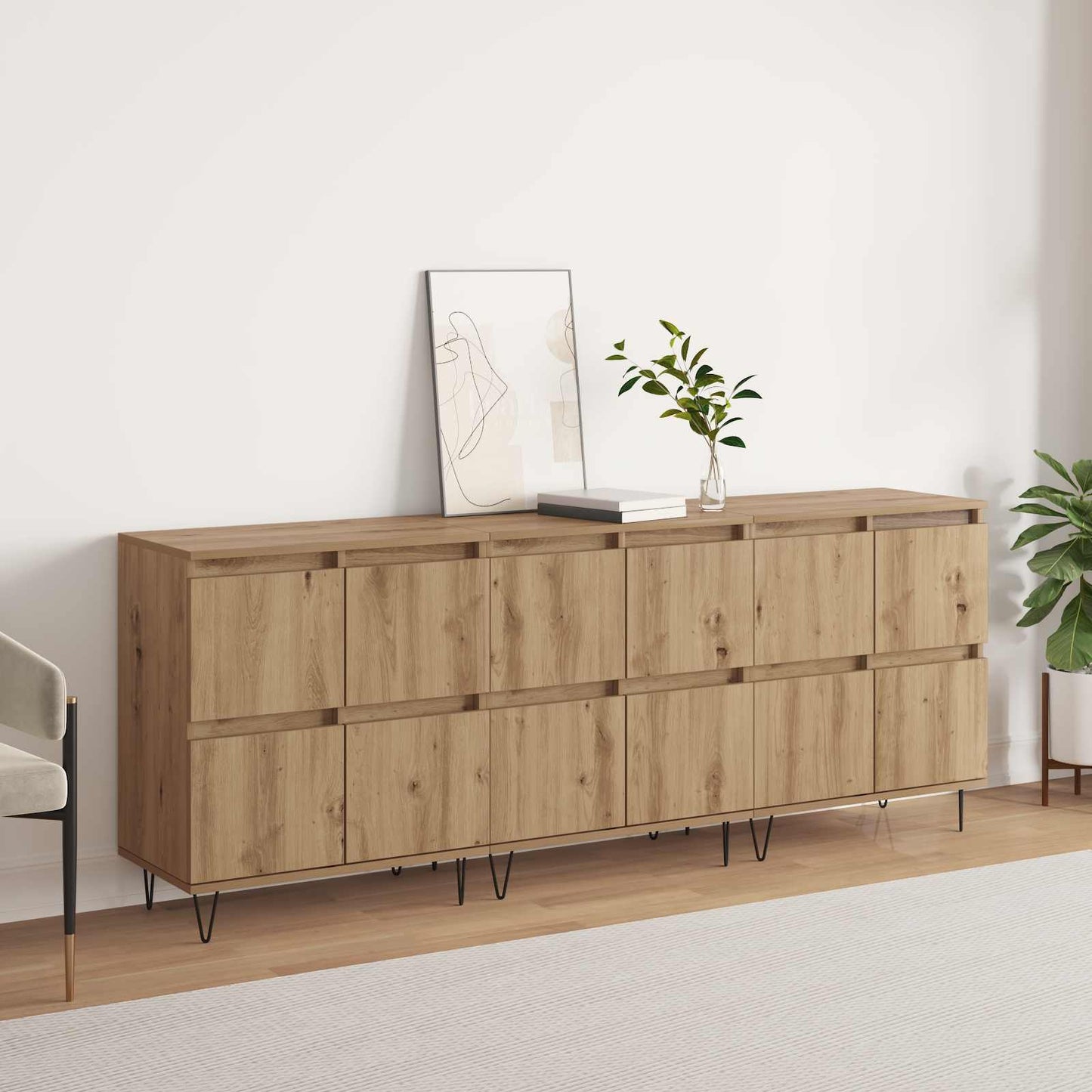 vidaXL Παραδοσιακά Πλευρικά Έπιπλα 3 pcs Artisan Oak