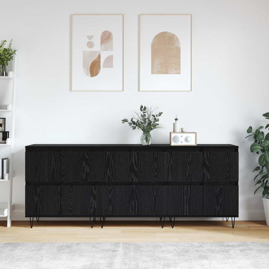 vidaXL Παραδοσιακά Πλευρικά Έπιπλα 3 pcs Μαύρη Οξυά