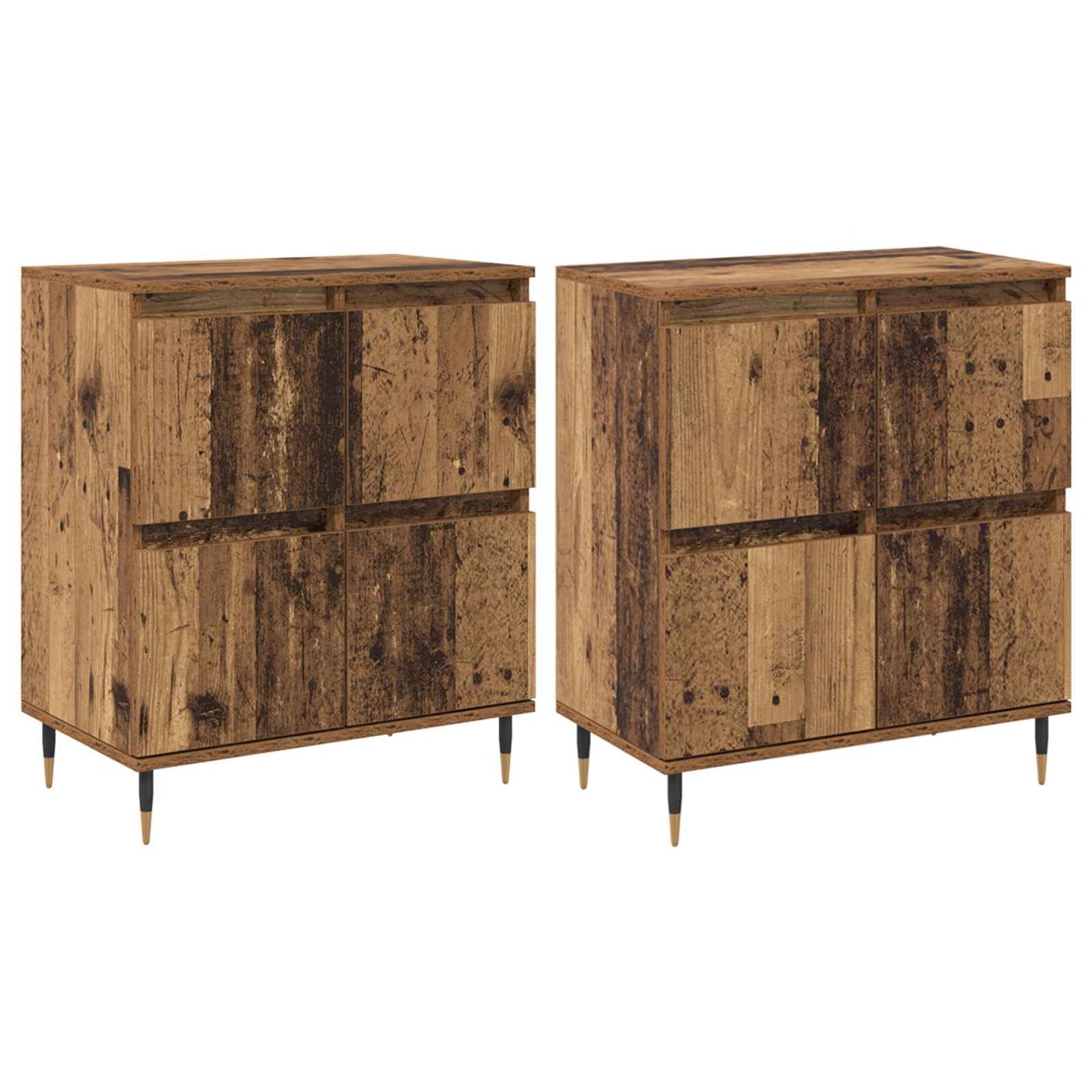 vidaXL Ντουλάπι αποθήκευσης 2 pcs Παλιό ξύλο 60 x 35 x 70 cm