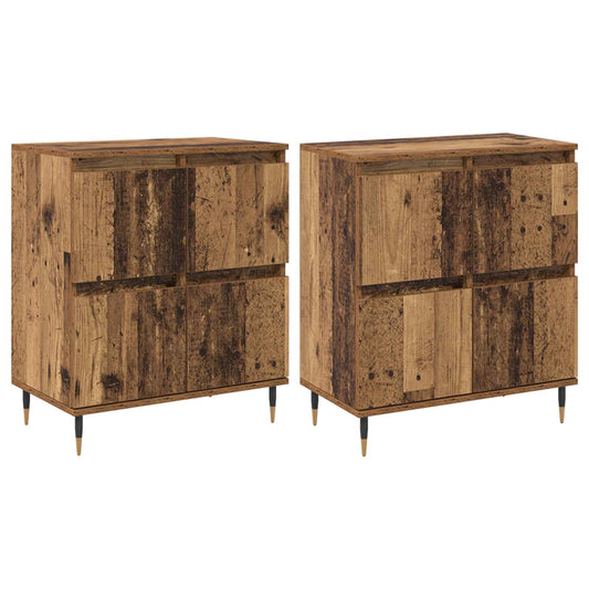 vidaXL Ντουλάπι αποθήκευσης 2 pcs Παλιό ξύλο 60 x 35 x 70 cm