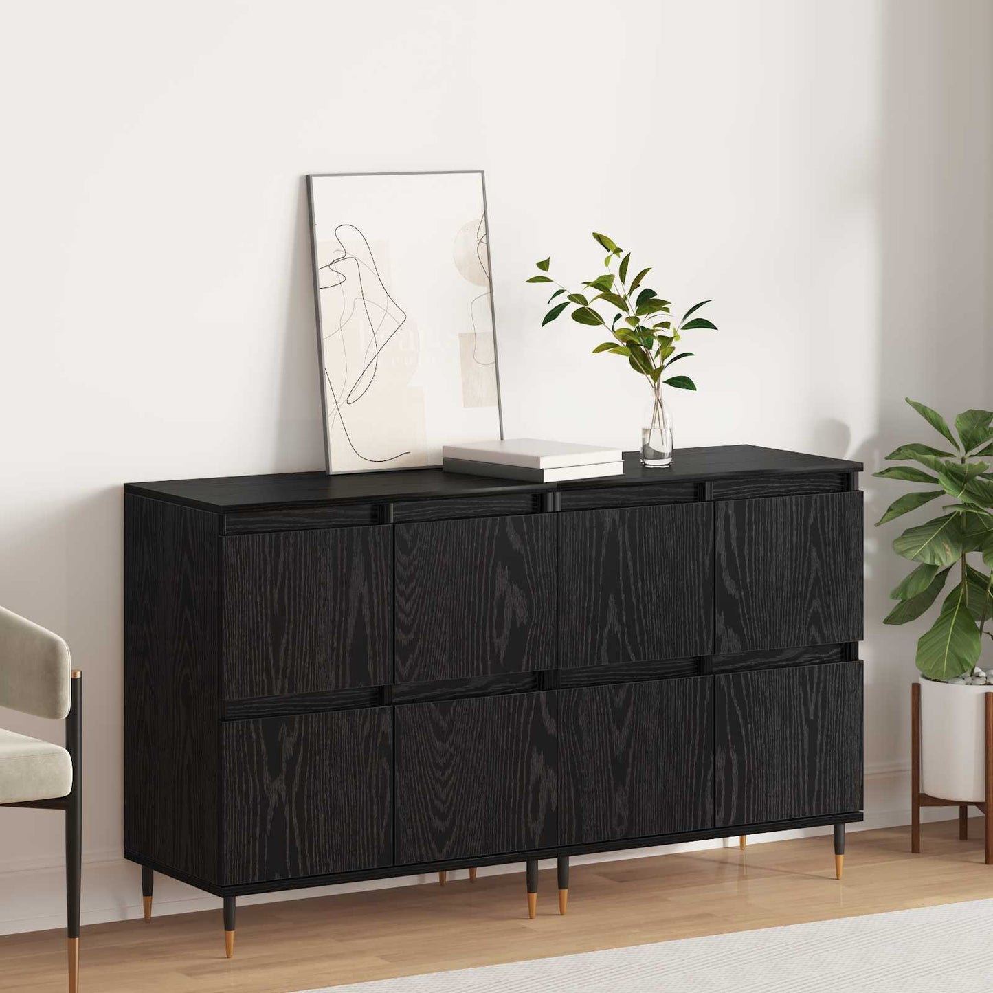 vidaXL Ντουλάπι αποθήκευσης 2 pcs Μαύρη Οξυά 60 x 35 x 70 cm