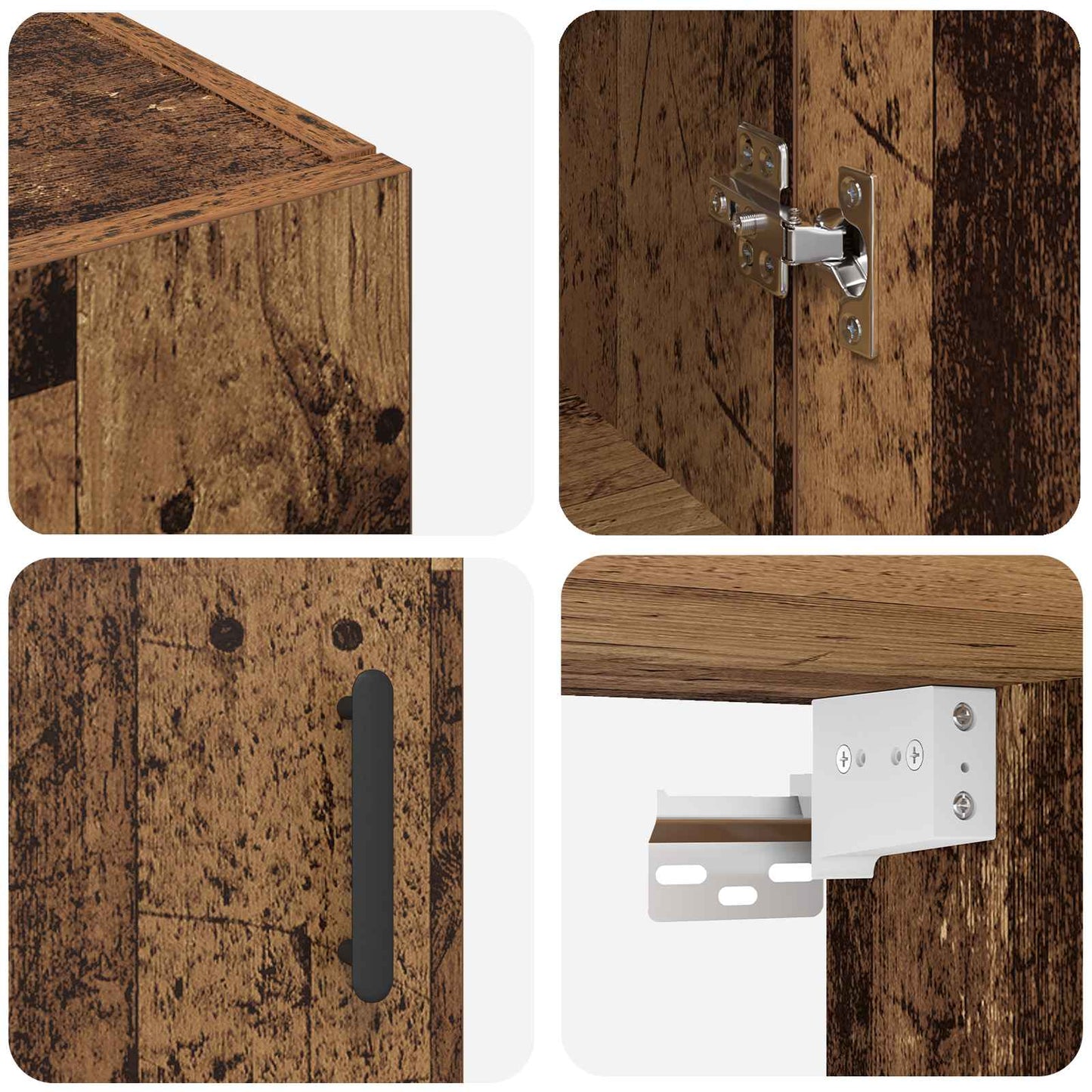 vidaXL Τοίχου Ντουλάπα Επιτοίχιο 2 pcs Παλιό ξύλο 69,5 x 34 x 90 εκ.