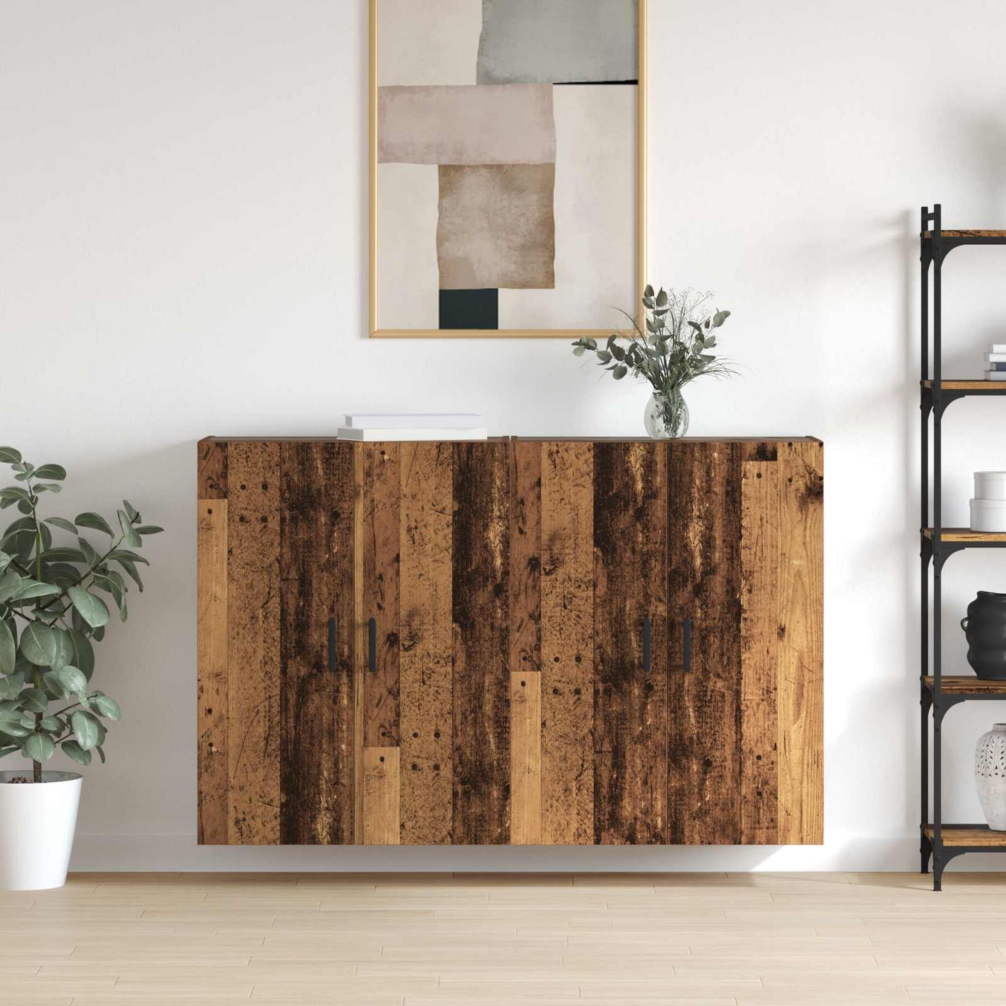 vidaXL Τοίχου Ντουλάπα Επιτοίχιο 2 pcs Παλιό ξύλο 69,5 x 34 x 90 εκ.