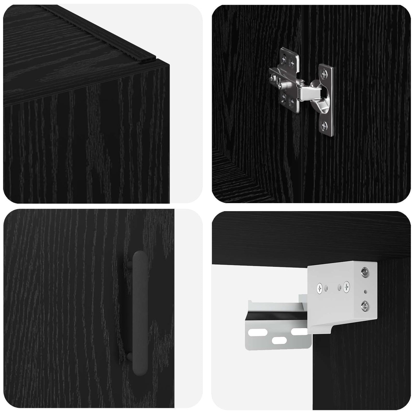 vidaXL Τοίχου Ντουλάπα Επιτοίχιο 2 pcs Μαύρη Οξυά 69,5 x 34 x 90 εκ.