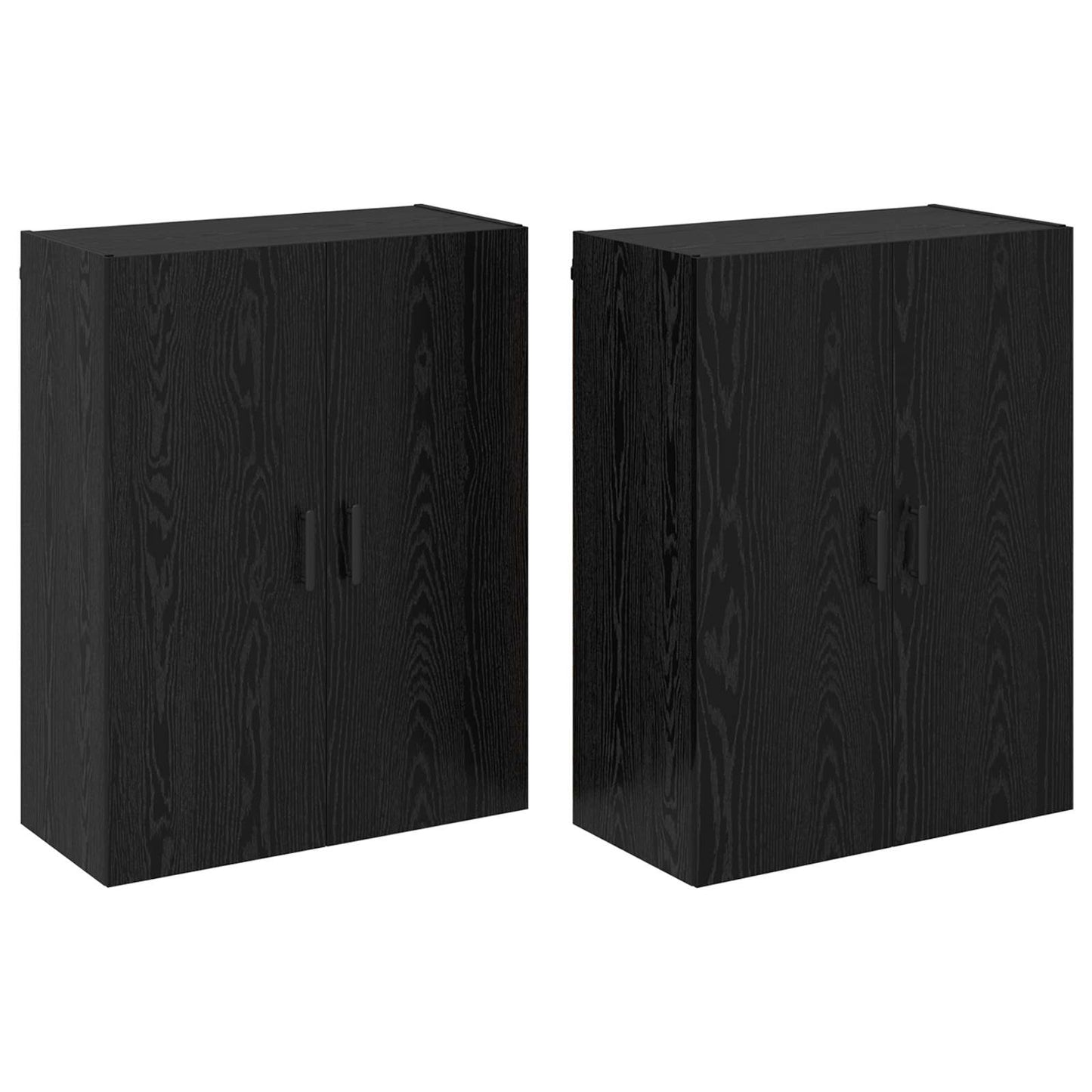 vidaXL Τοίχου Ντουλάπα Επιτοίχιο 2 pcs Μαύρη Οξυά 69,5 x 34 x 90 εκ.