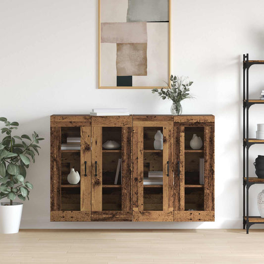 vidaXL Ντουλάπια Τοίχου 2 pcs Παλαιό ξύλο 69,5 x 34 x 90 εκ.