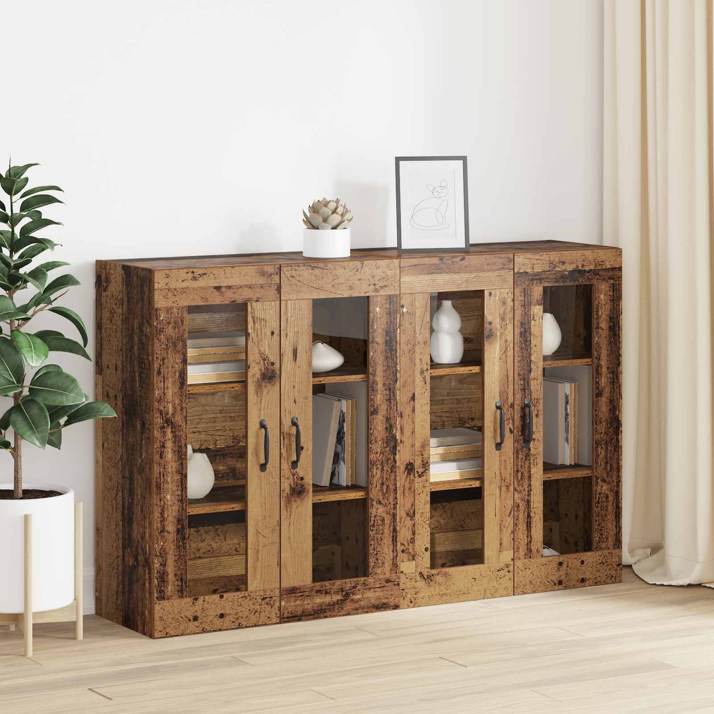 vidaXL Ντουλάπια Τοίχου 2 pcs Παλαιό ξύλο 69,5 x 34 x 90 εκ.