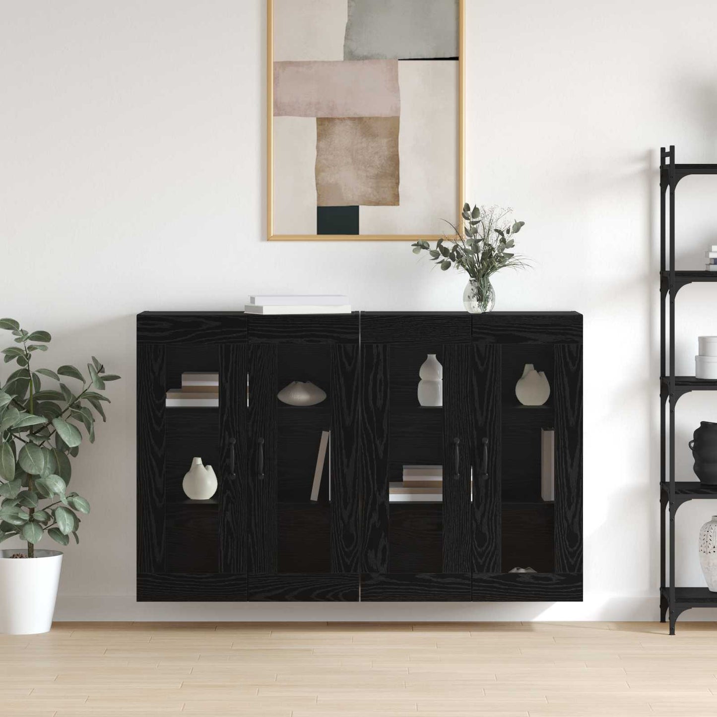 vidaXL Ντουλάπια Τοίχου 2 pcs Μαύρη δρυς 69,5 x 34 x 90 εκ.