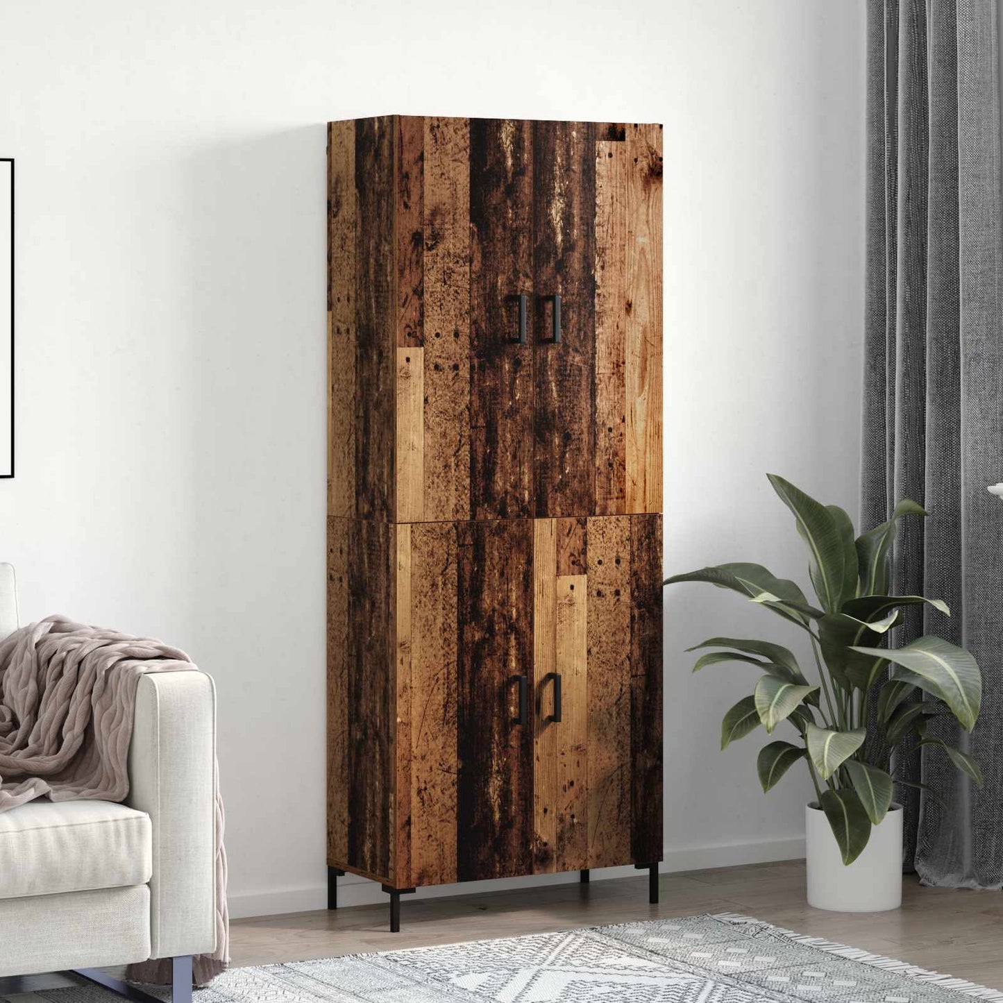 vidaXL Highboard Παλαιό ξύλο 69,5 x 34 x 180 εκ. Επεξεργασμένο ξύλο