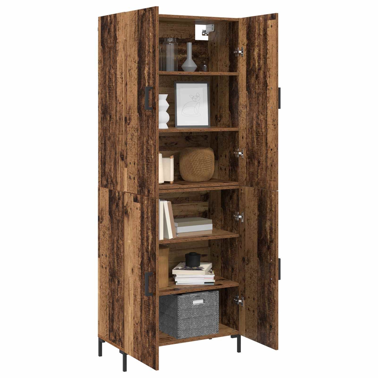 vidaXL Highboard Παλαιό ξύλο 69,5 x 34 x 180 εκ. Επεξεργασμένο ξύλο