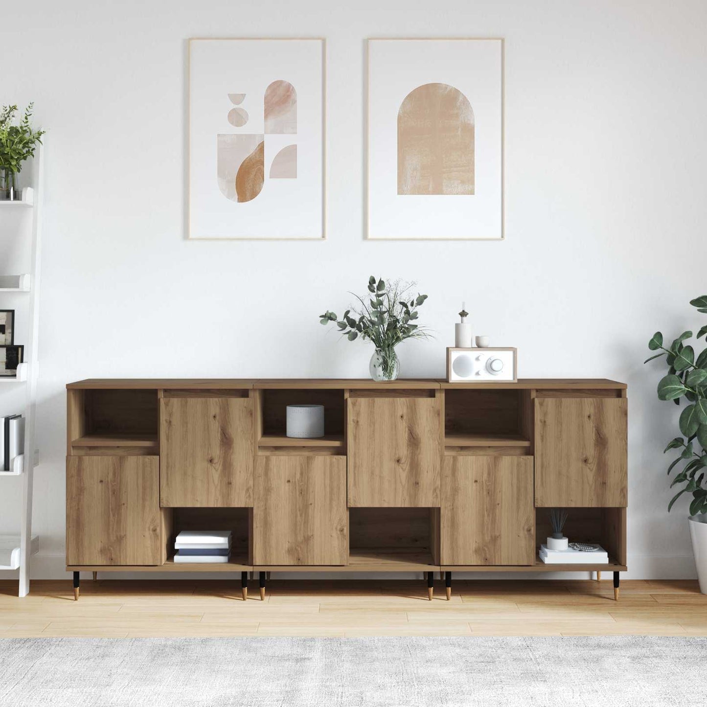 vidaXL Παραδοσιακά Πλευρικά Έπιπλα 3 pcs Artisan Oak