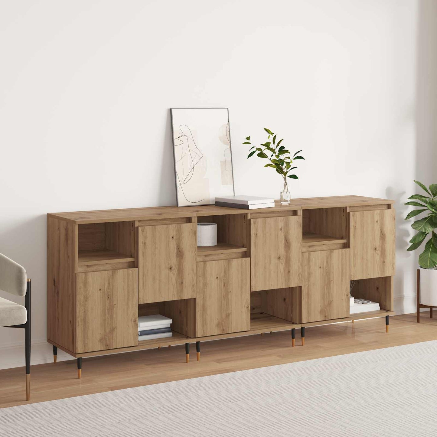 vidaXL Παραδοσιακά Πλευρικά Έπιπλα 3 pcs Artisan Oak
