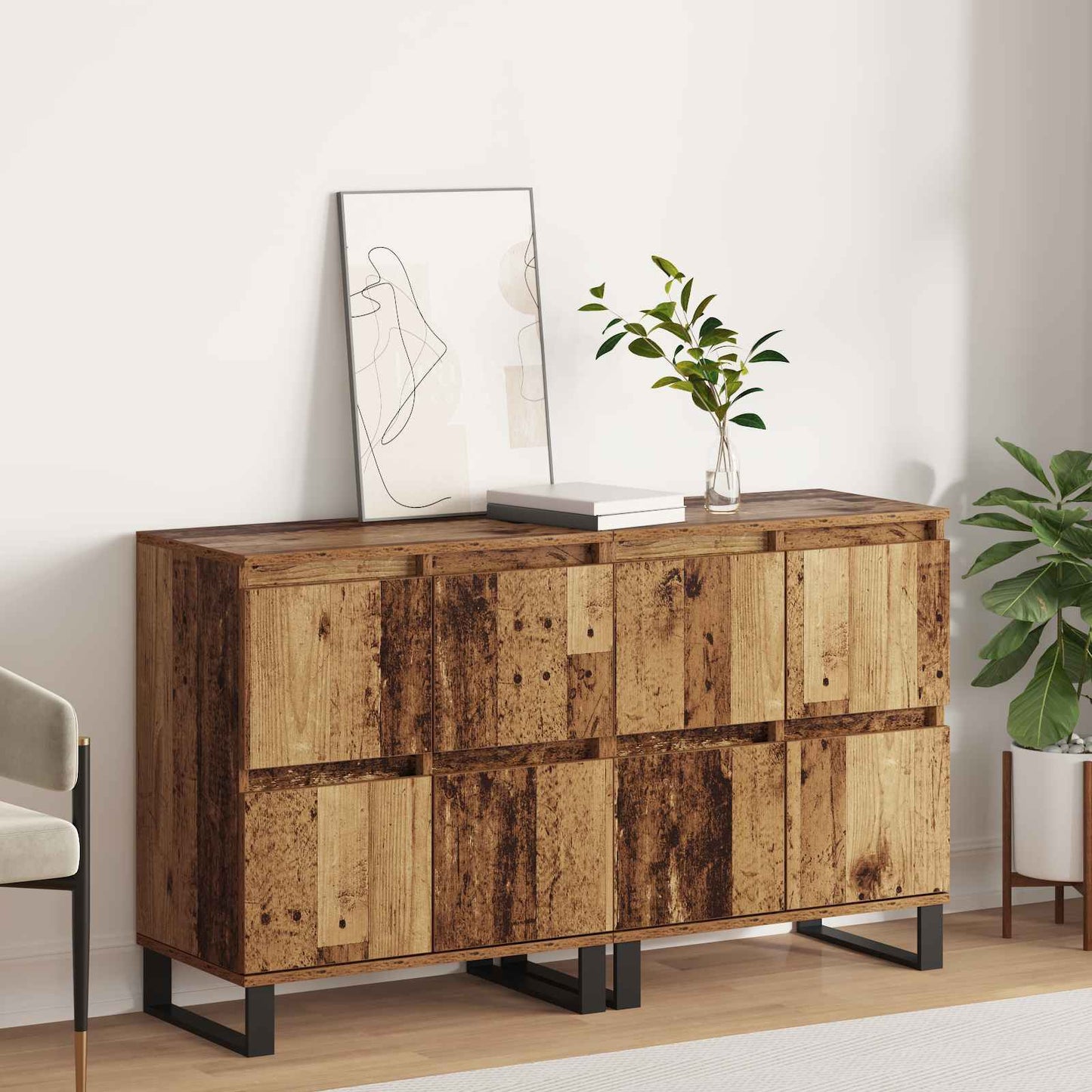 vidaXL Πλαϊνό γραφείο 2 pcs Παλιό ξύλο 60 x 35 x 70 cm