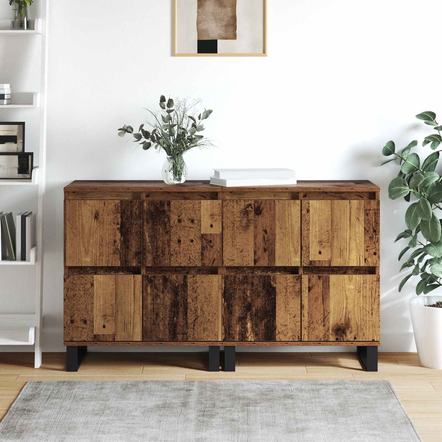 vidaXL Πλαϊνό γραφείο 2 pcs Παλιό ξύλο 60 x 35 x 70 cm
