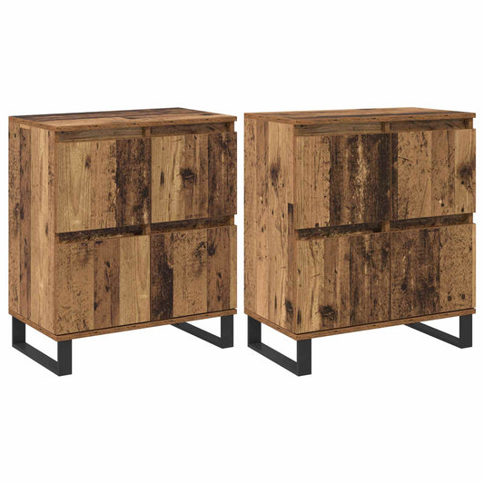 vidaXL Πλαϊνό γραφείο 2 pcs Παλιό ξύλο 60 x 35 x 70 cm