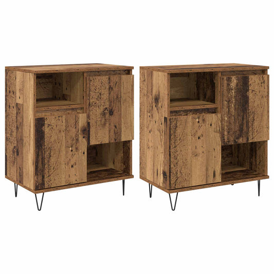 vidaXL Πλαϊνό γραφείο 2 pcs Παλιό ξύλο 60 x 35 x 70 cm