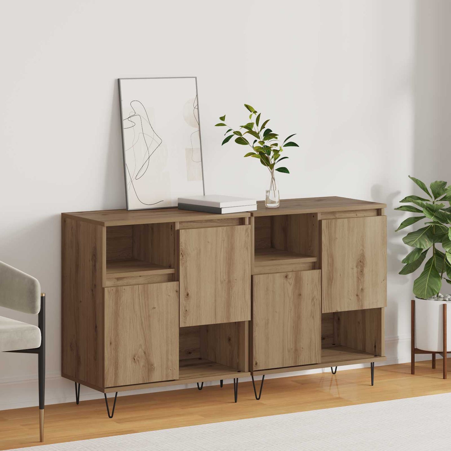 vidaXL Πλαϊνό γραφείο 2 pcs Artisan Oak 60 x 35 x 70 cm