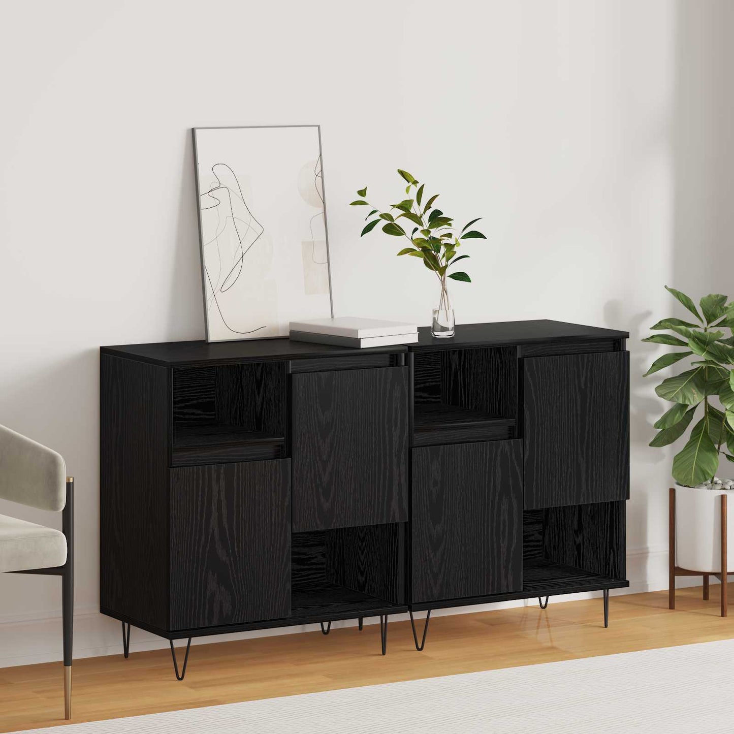 vidaXL Πλαϊνό γραφείο 2 pcs Μαύρη Οξυά 60 x 35 x 70 cm