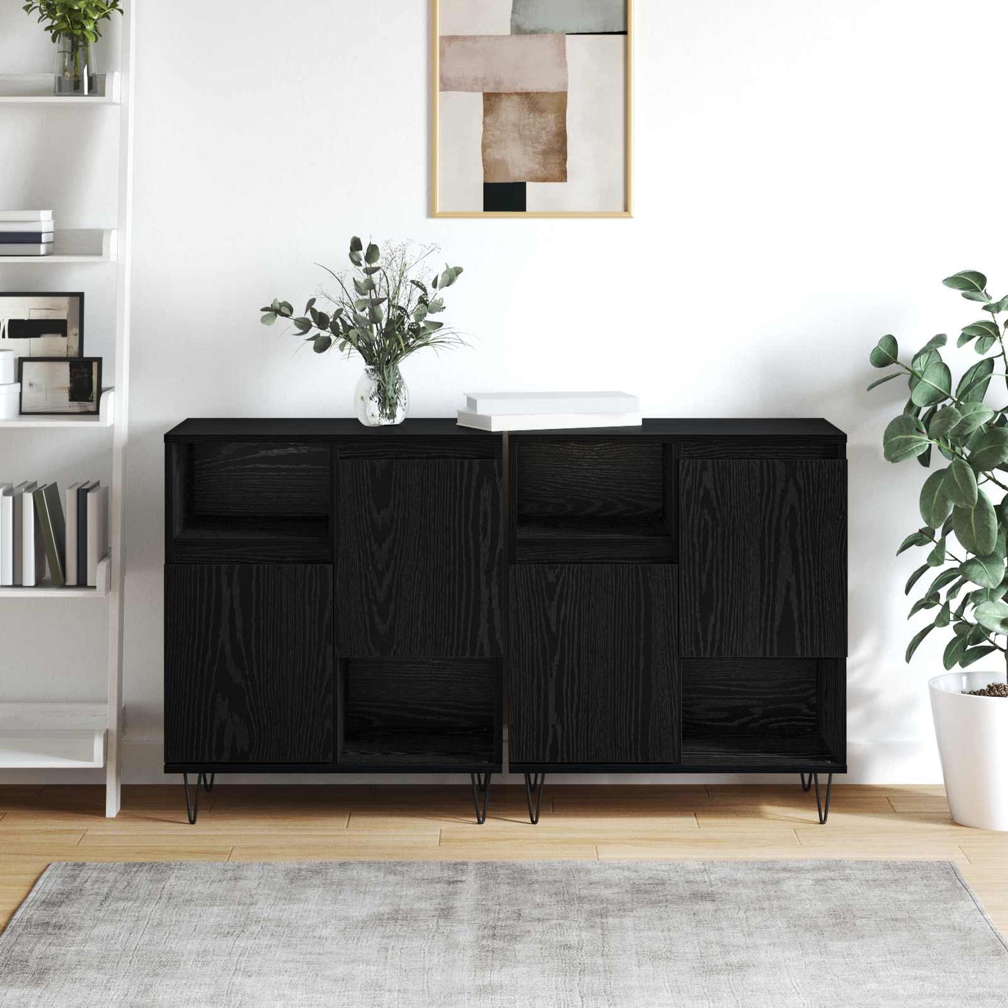 vidaXL Πλαϊνό γραφείο 2 pcs Μαύρη Οξυά 60 x 35 x 70 cm
