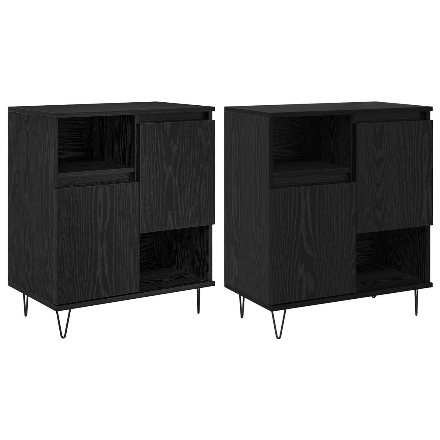 vidaXL Πλαϊνό γραφείο 2 pcs Μαύρη Οξυά 60 x 35 x 70 cm