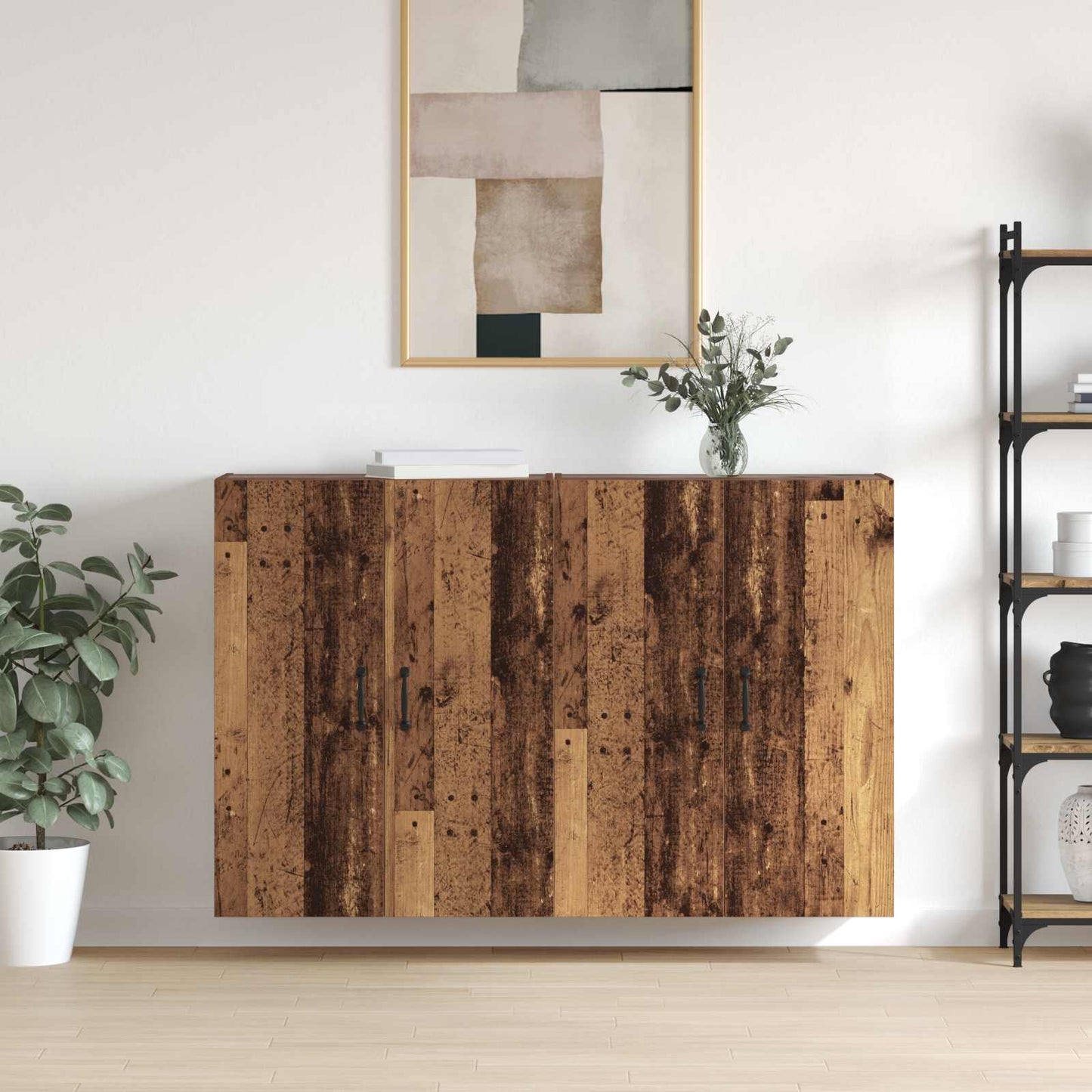vidaXL Τοίχου Ντουλάπα Επιτοίχιο 2 pcs Παλιό ξύλο 69,5 x 34 x 90 εκ.