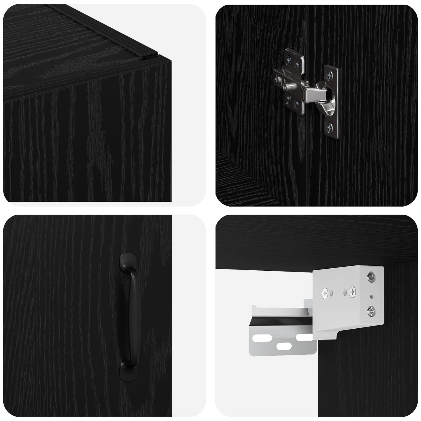 vidaXL Τοίχου Ντουλάπα Επιτοίχιο 2 pcs Μαύρη Οξυά 69,5 x 34 x 90 εκ.