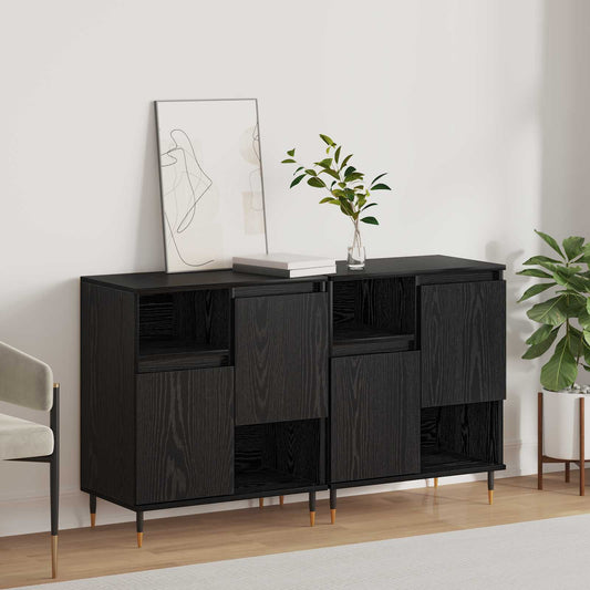 vidaXL Παραδοσιακά Πλευρικά Έπιπλα 2 pcs Μαύρη δρυς