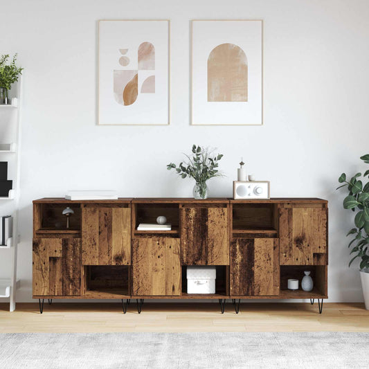 vidaXL Πλαϊνό γραφείο 3 pcs Παλιό ξύλο 60 x 35 x 70 cm