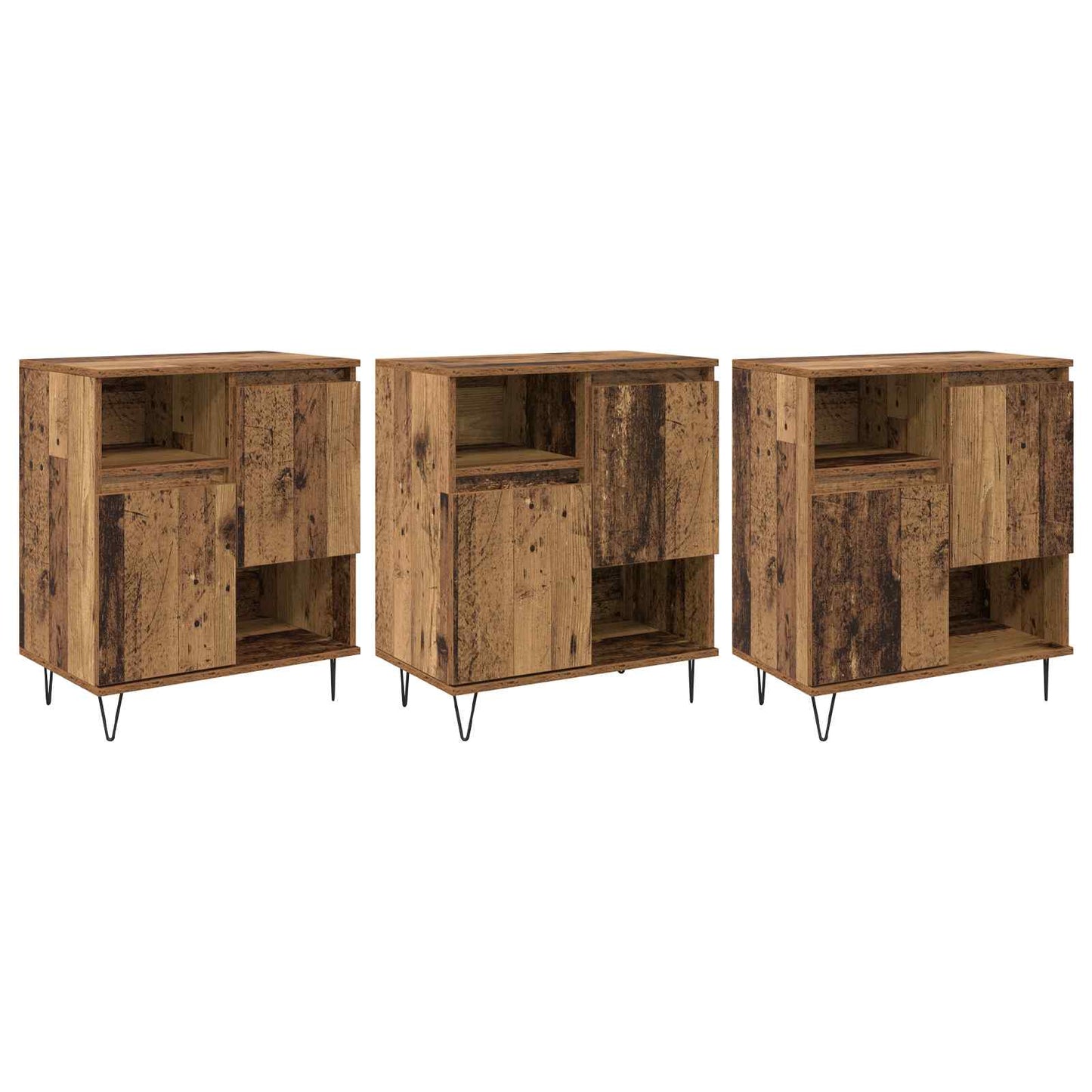 vidaXL Πλαϊνό γραφείο 3 pcs Παλιό ξύλο 60 x 35 x 70 cm