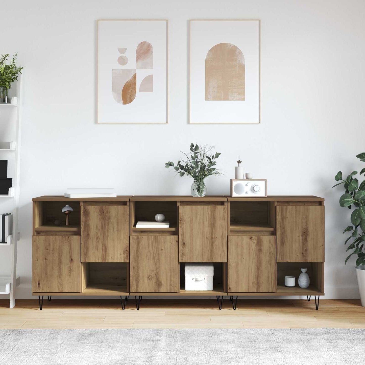 vidaXL Πλαϊνό γραφείο 3 pcs Artisan Oak 60 x 35 x 70 cm