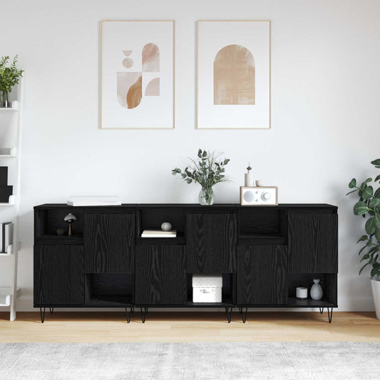 vidaXL Πλαϊνό γραφείο 3 pcs Μαύρη Οξυά 60 x 35 x 70 cm