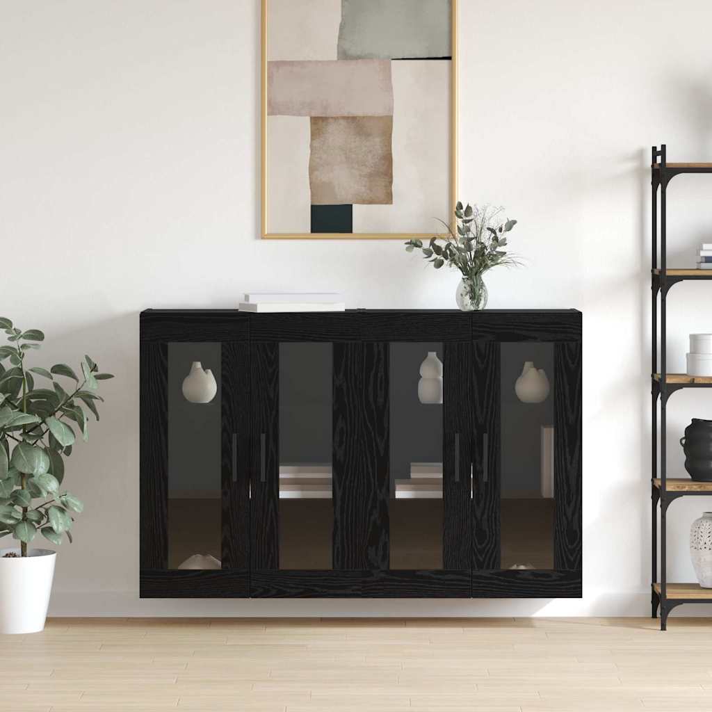 vidaXL Ντουλάπια Τοίχου Επιτοίχιο 2 pcs Μαύρη δρυς 69.5 x 34 x 90 εκ.