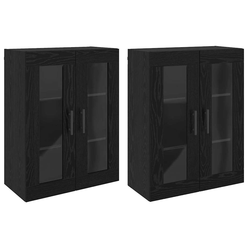 vidaXL Ντουλάπια Τοίχου Επιτοίχιο 2 pcs Μαύρη δρυς 69.5 x 34 x 90 εκ.