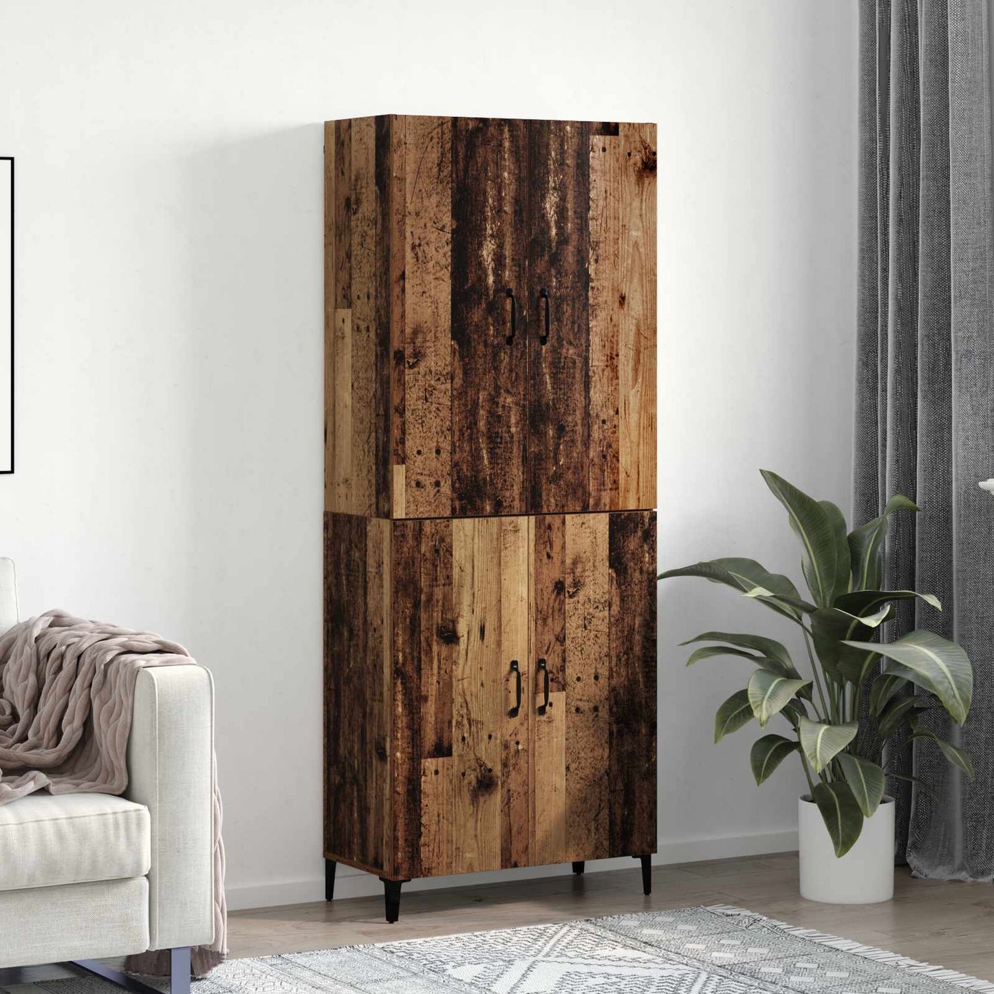 vidaXL Highboard 2 pcs Παλαιό ξύλο Επεξεργασμένο ξύλο