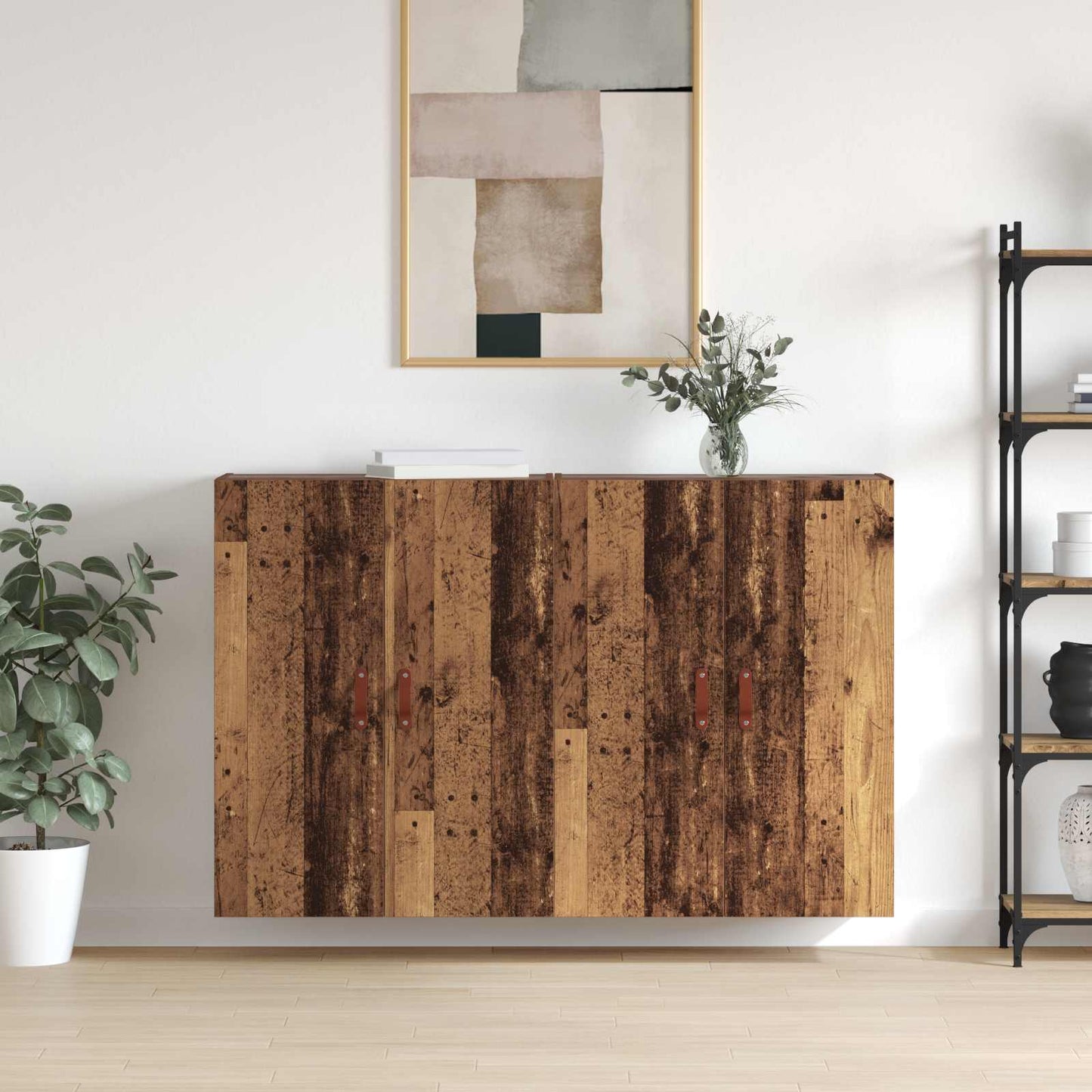 vidaXL Τοίχου Ντουλάπα Επιτοίχιο 2 pcs Παλιό ξύλο 69,5 x 34 x 90 εκ.