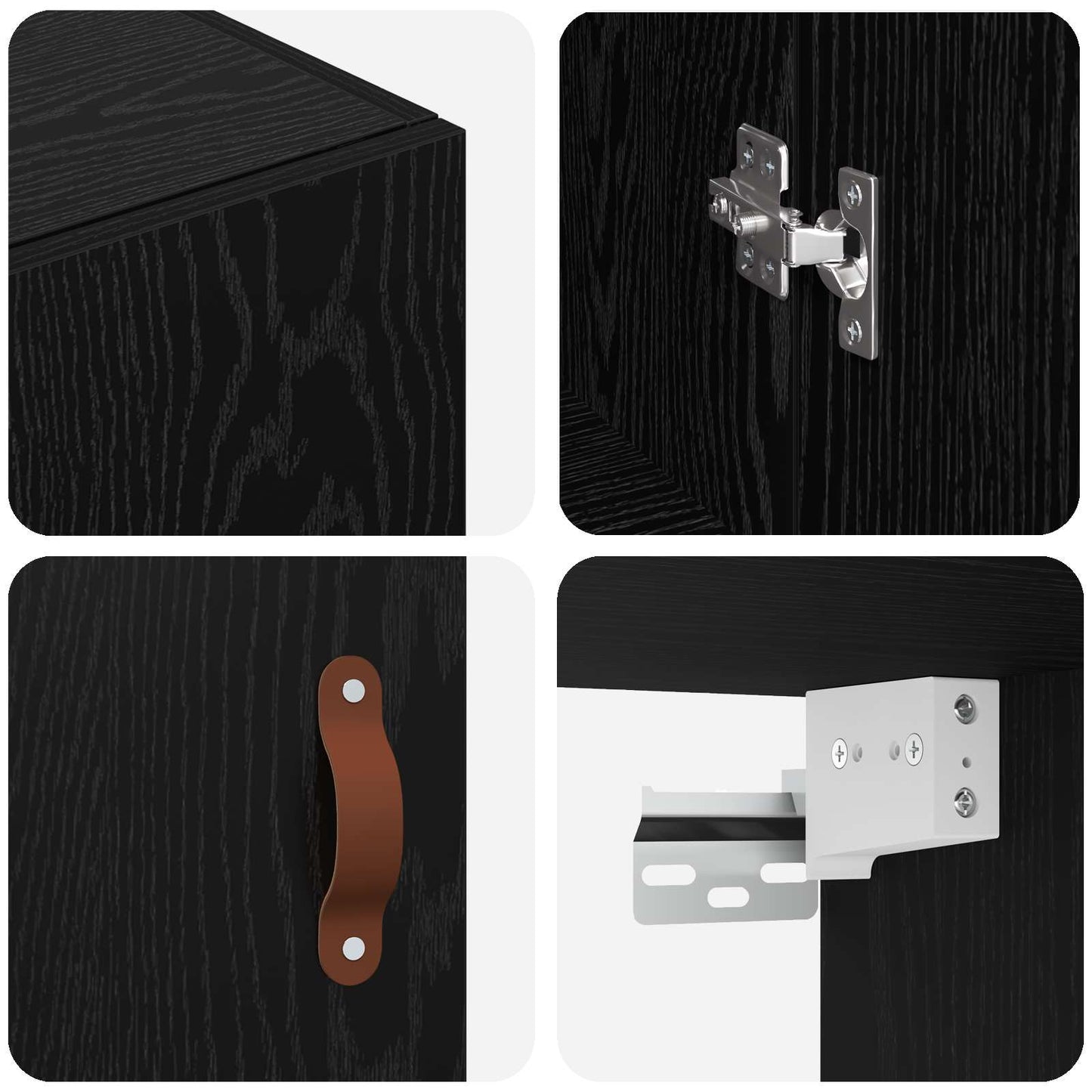 vidaXL Τοίχου Ντουλάπα Επιτοίχιο 2 pcs Μαύρη Οξυά 69,5 x 34 x 90 εκ.