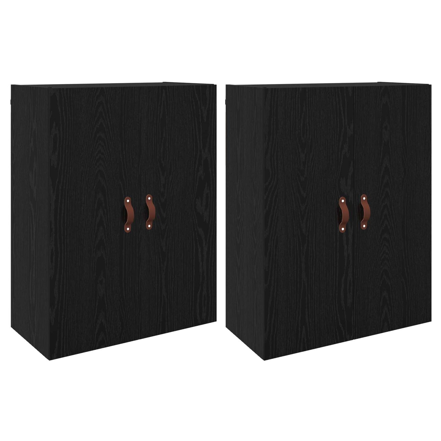 vidaXL Τοίχου Ντουλάπα Επιτοίχιο 2 pcs Μαύρη Οξυά 69,5 x 34 x 90 εκ.