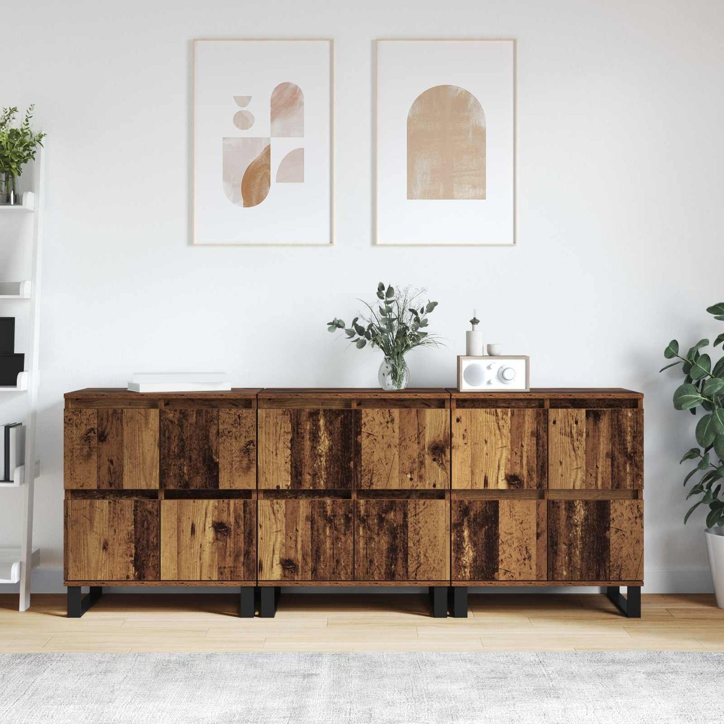 vidaXL Πλαϊνό γραφείο 3 pcs Παλιό ξύλο 60 x 35 x 70 cm