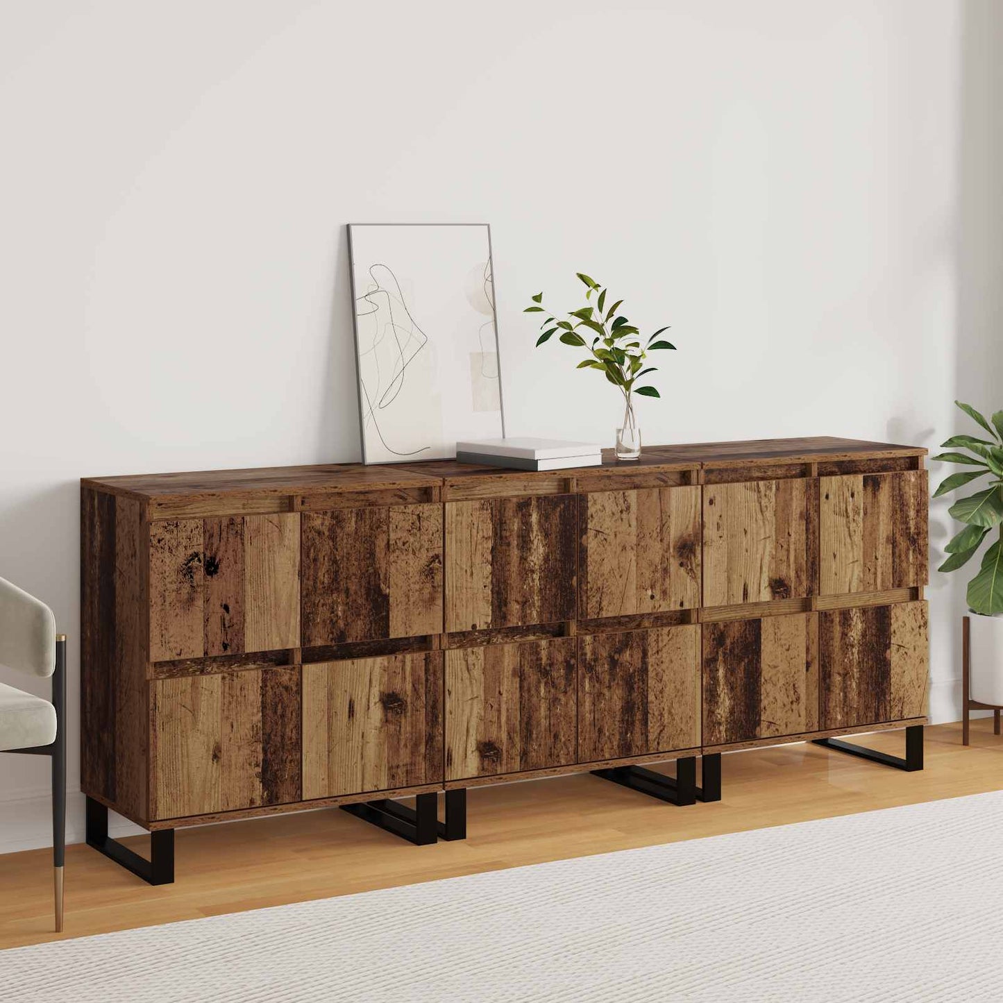 vidaXL Πλαϊνό γραφείο 3 pcs Παλιό ξύλο 60 x 35 x 70 cm