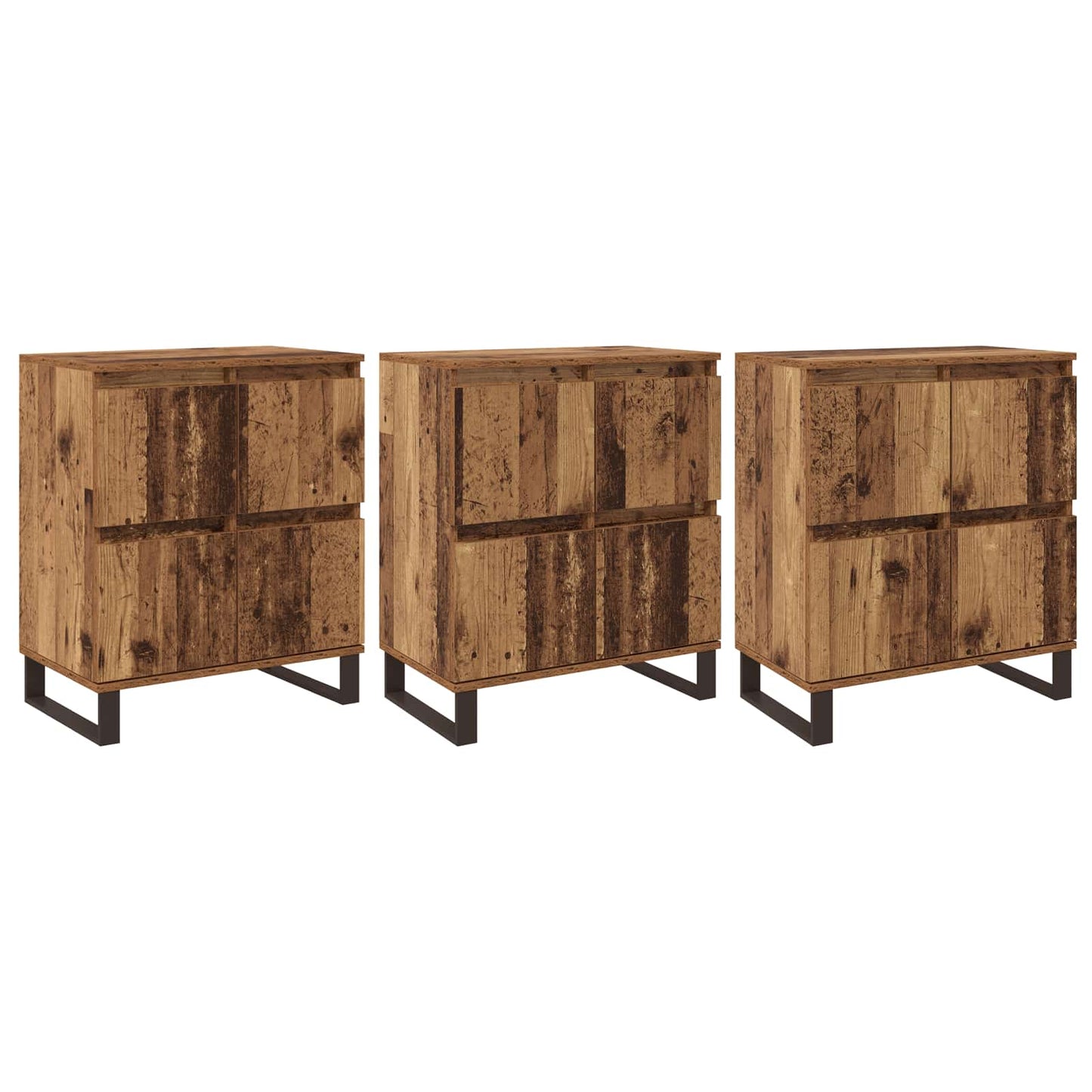 vidaXL Πλαϊνό γραφείο 3 pcs Παλιό ξύλο 60 x 35 x 70 cm