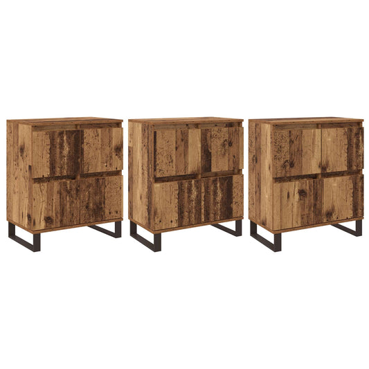 vidaXL Πλαϊνό γραφείο 3 pcs Παλιό ξύλο 60 x 35 x 70 cm