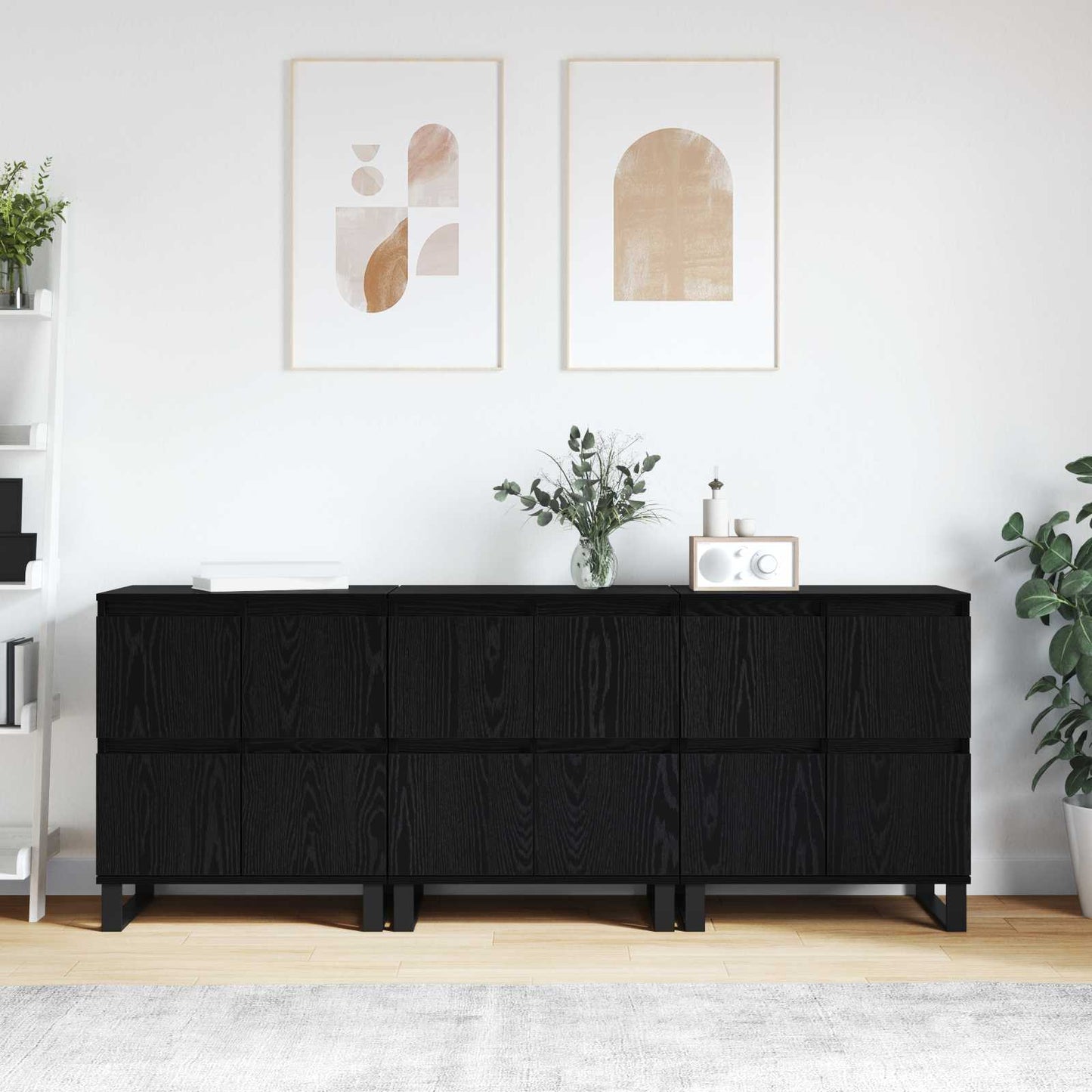 vidaXL Πλαϊνό γραφείο 3 pcs Μαύρη Οξυά 60 x 35 x 70 cm
