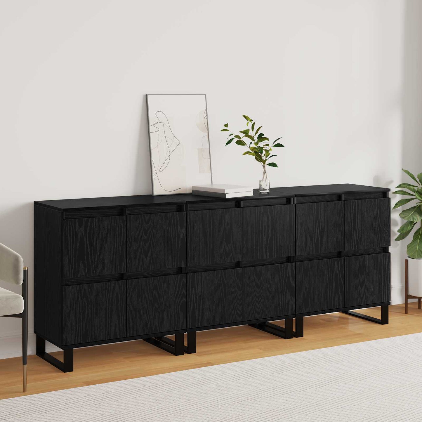 vidaXL Πλαϊνό γραφείο 3 pcs Μαύρη Οξυά 60 x 35 x 70 cm