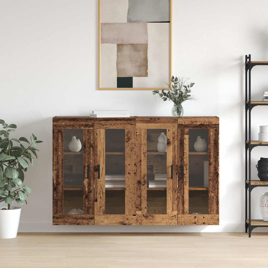 vidaXL Ντουλάπια Τοίχου 2 τμχ. Παλαιό ξύλο 69,5 x 34 x 90 εκ.