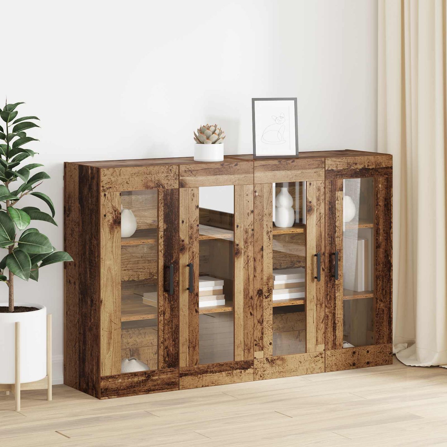 vidaXL Ντουλάπια Τοίχου 2 pcs Παλαιό ξύλο 69,5 x 34 x 90 εκ.