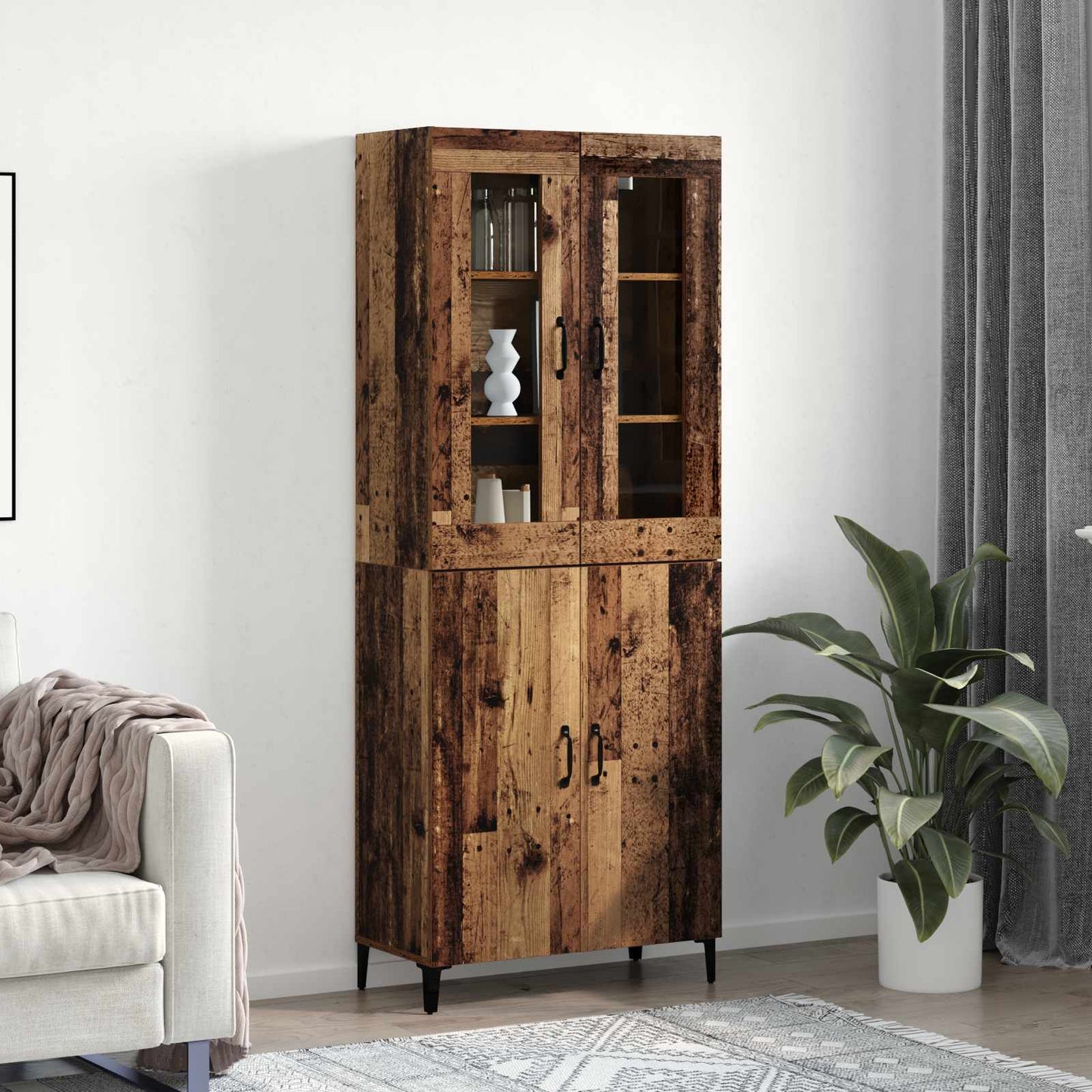 vidaXL Highboard 2 pcs Παλαιό ξύλο Επεξεργασμένο ξύλο