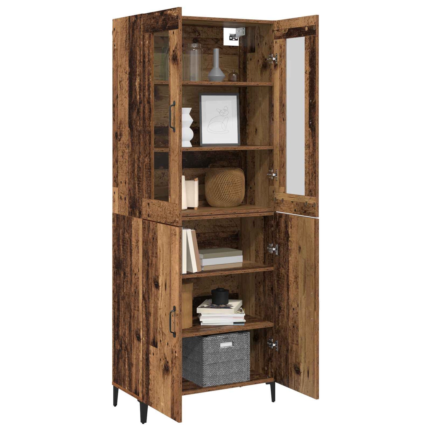 vidaXL Highboard 2 pcs Παλαιό ξύλο Επεξεργασμένο ξύλο