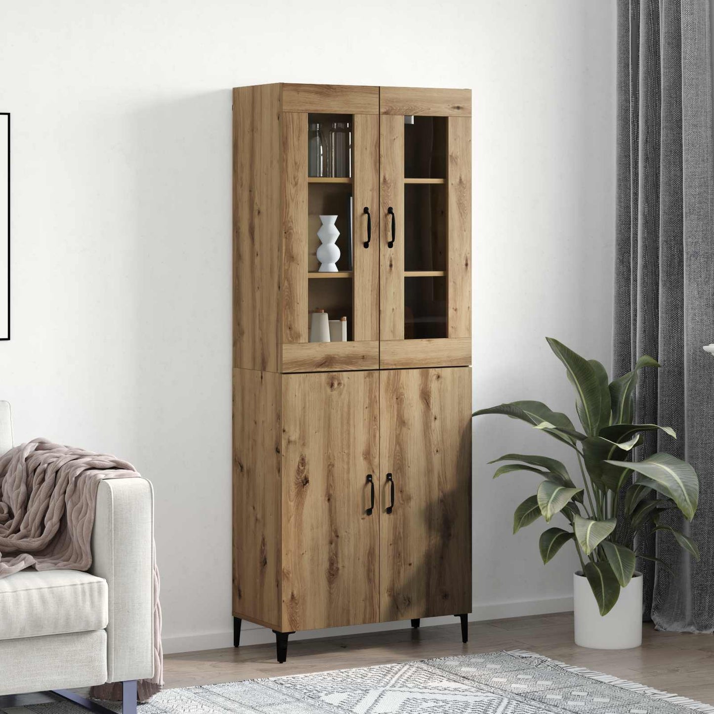 vidaXL Highboard 2 pcs Artisan Oak Επεξεργασμένο ξύλο