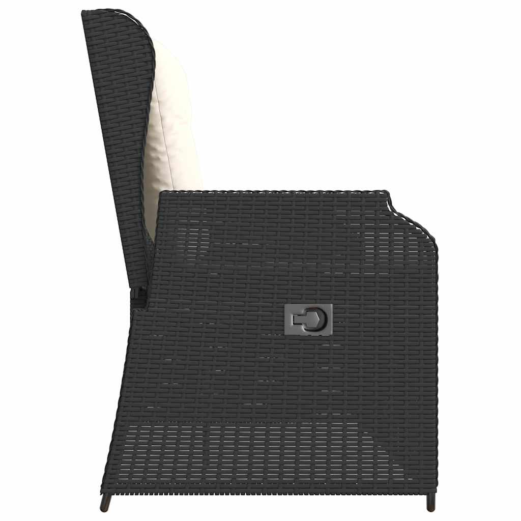vidaXL Παγκάκι κήπου με μαξιλάρι Μαύρο Πολυ ράταν